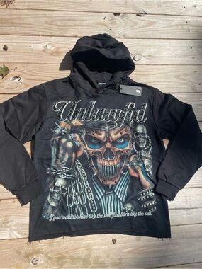 Left Point Italy Small Graphic Black Men's Hoodie Sweatshirt